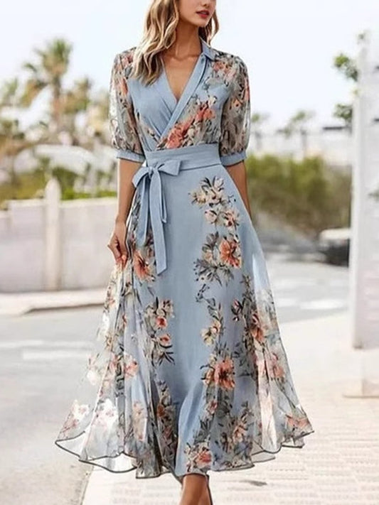 Orietta — Abito midi a fiori con fiocco