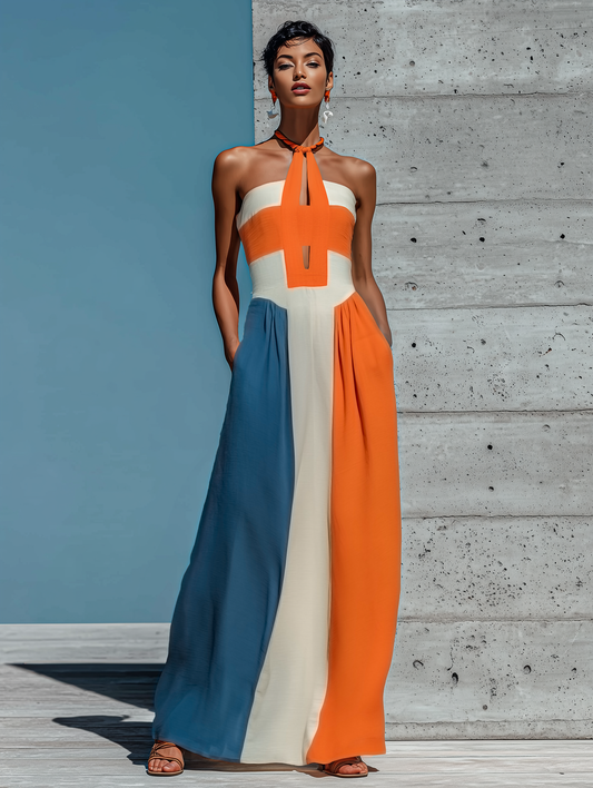 Severina — Abito lungo color block