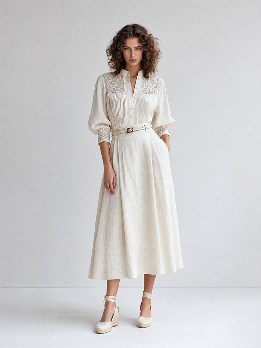 Berta — Abito midi in lino plissettato