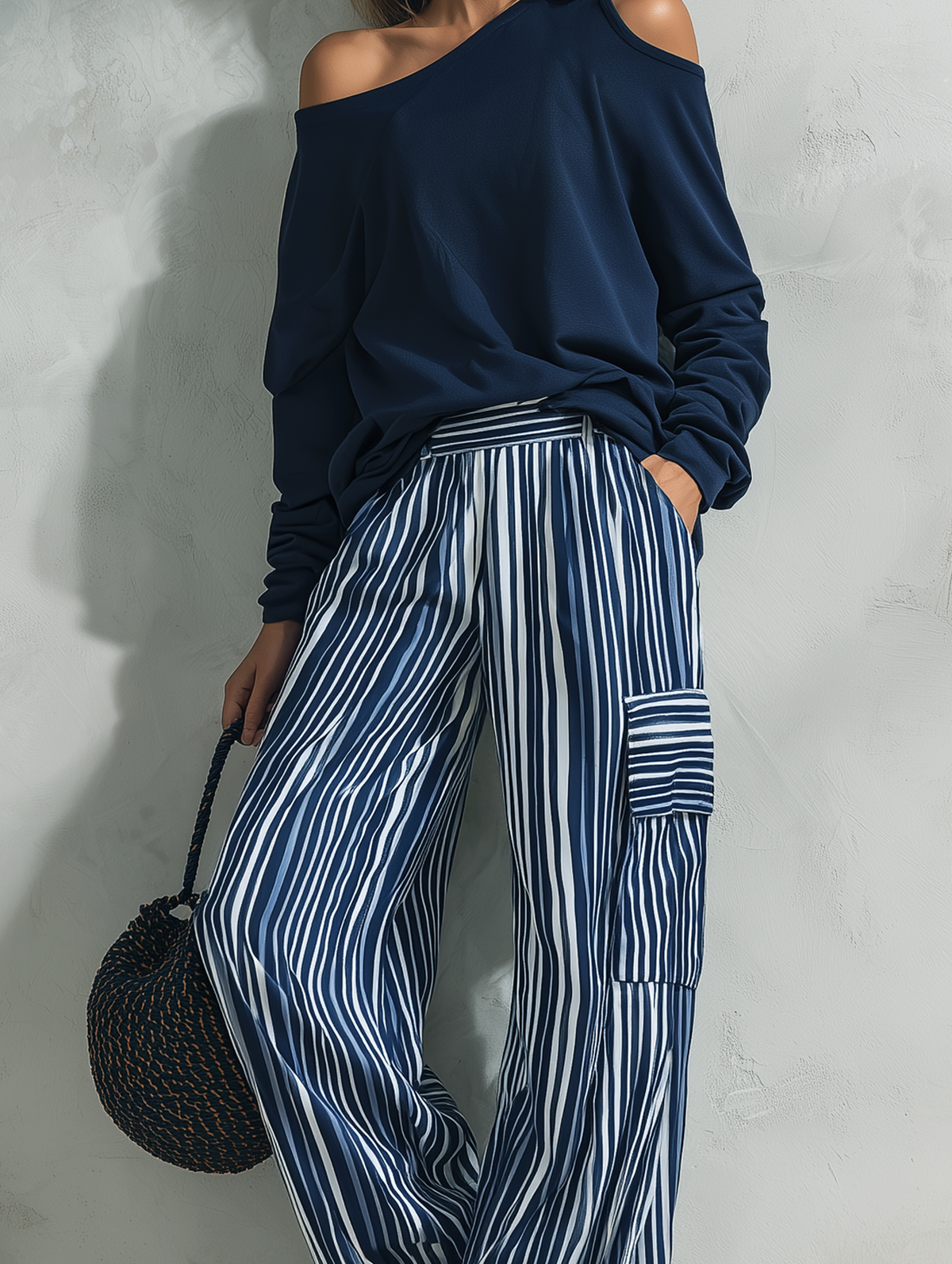 Flaminia — Completo due pezzi in felpa di cotone a righe