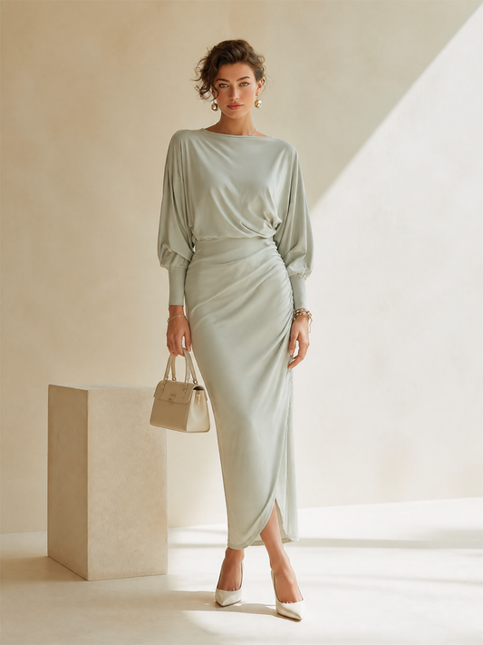 Lucrezia — Completo due pezzi in raso con gonna midi