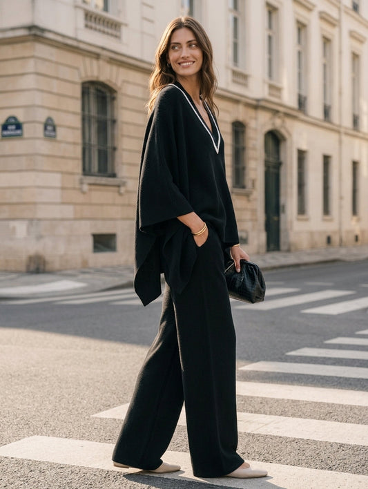 Matilde — Completo due pezzi in maglia con pantaloni nero