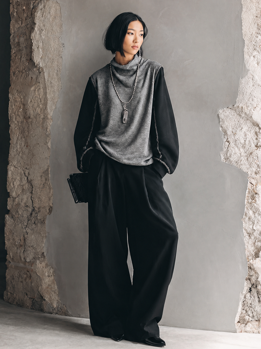 Nicoletta — Completo due pezzi in maglia con pantaloni a gamba larga