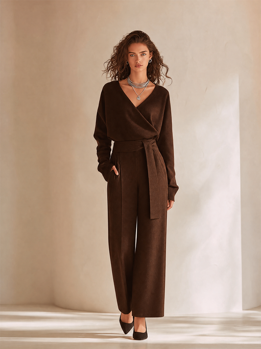Piera — Completo due pezzi in maglia plissettato