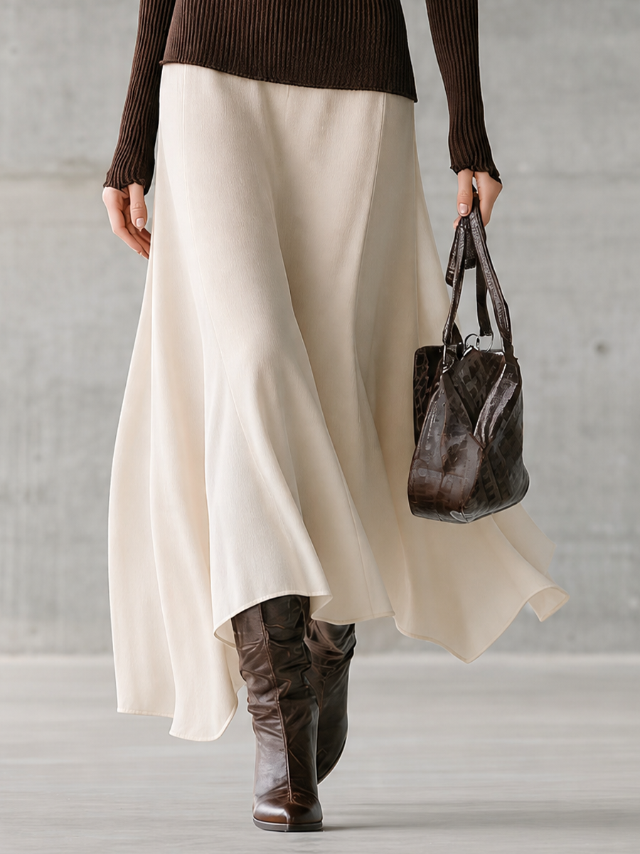 Rosanna — Completo due pezzi in maglia a coste con gonna lunga