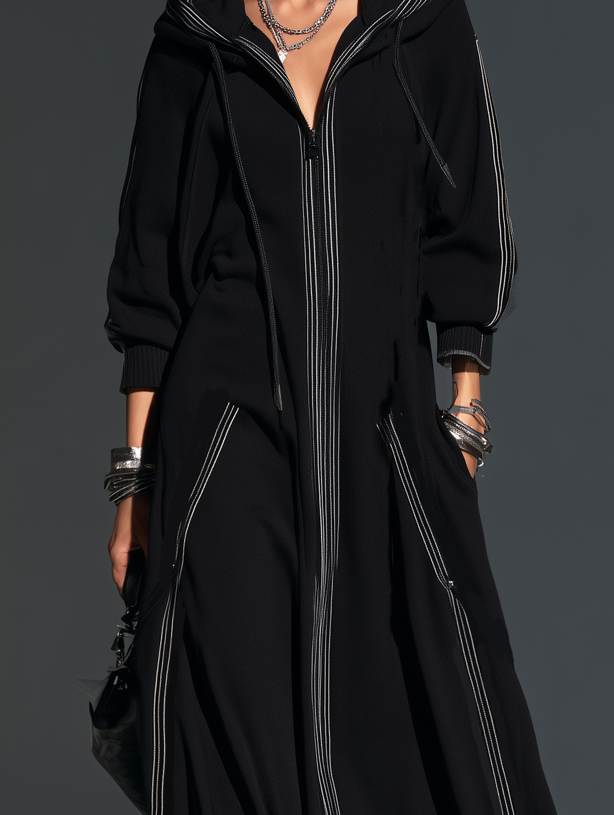 Annamaria — Cappotto lungo in felpa con cappuccio