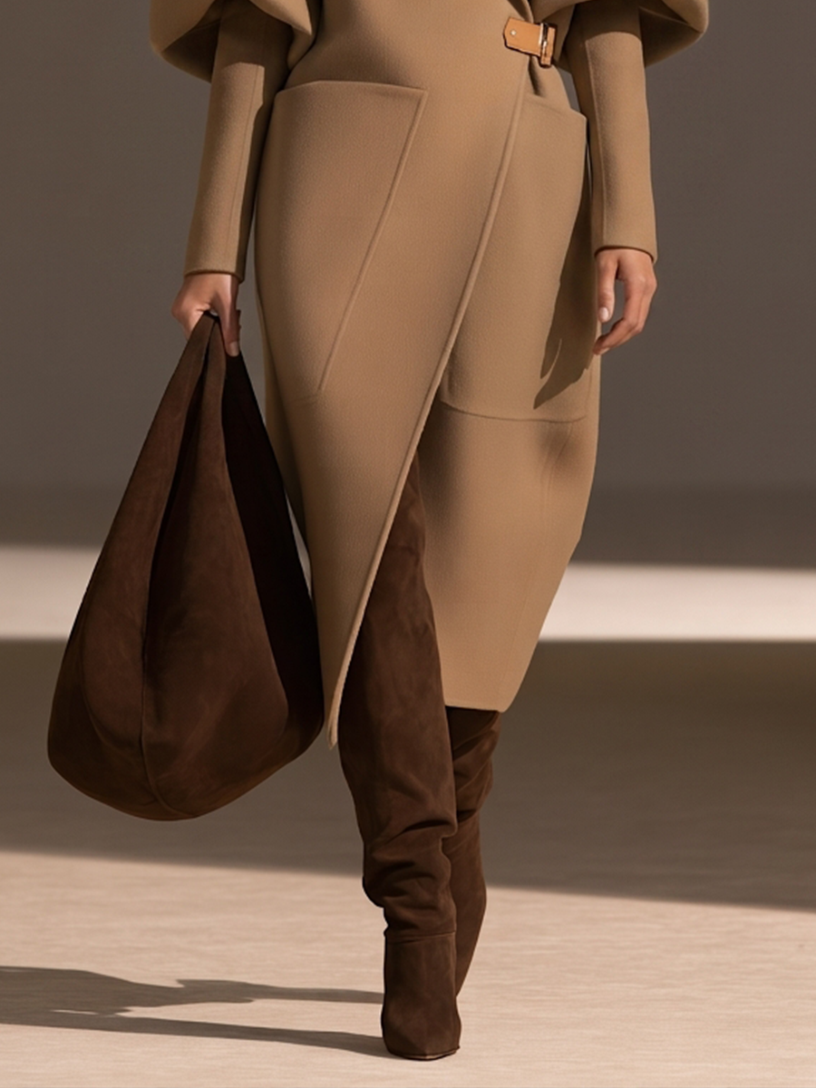 Placidia — Cappotto oversize in similpelle con revers