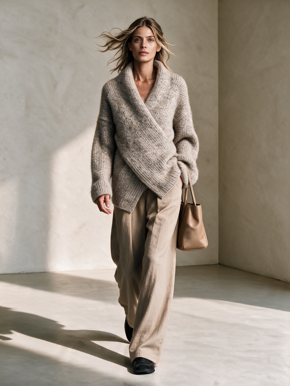 Laurentina — Maglione in maglia con collo a scialle