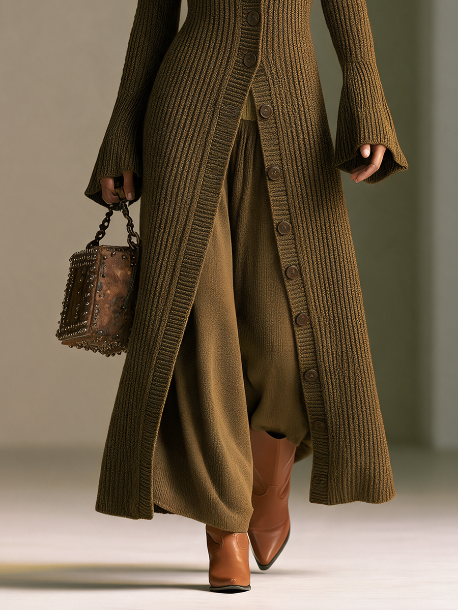 Venera — Cappotto lungo in maglia con revers