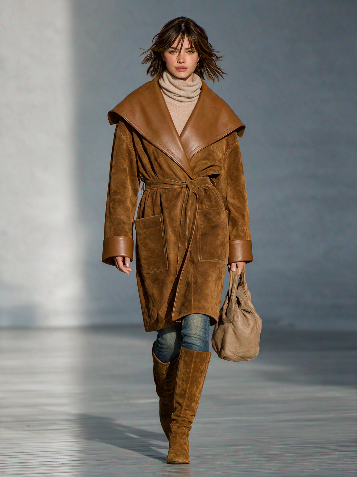 Rosmunda — Cappotto in camoscio con revers