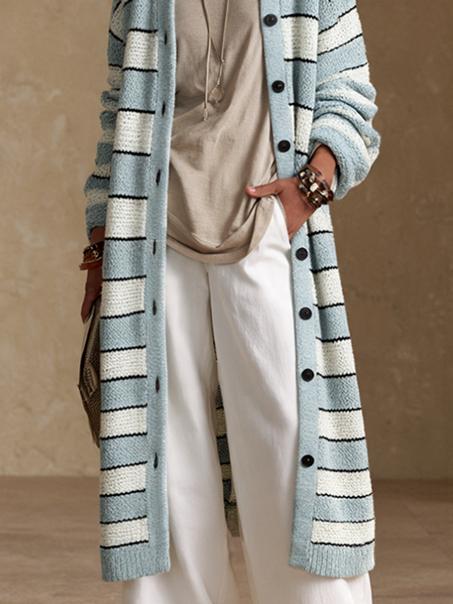 Ottilia — Cardigan a righe in maglia
