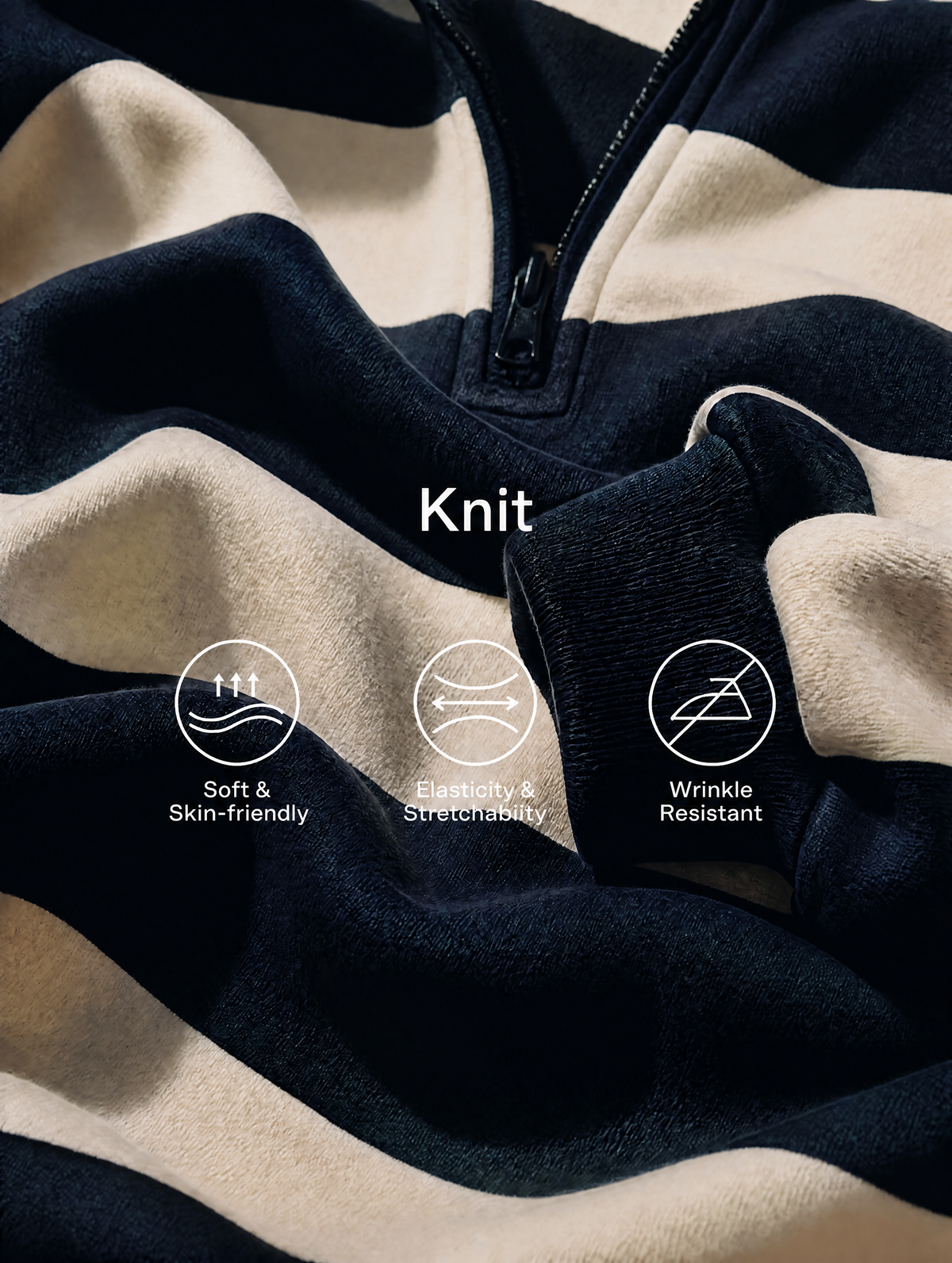 Flavia — Completo due pezzi in cotone a righe blu navy e bianco