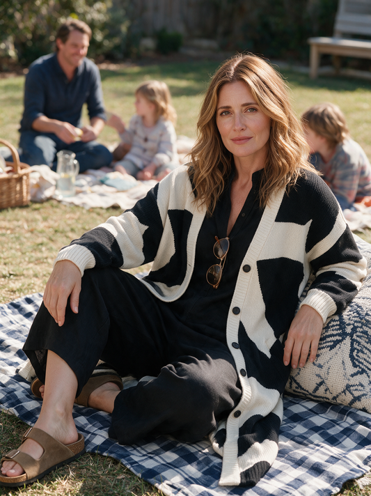 Amedea — Cardigan color block in jacquard
