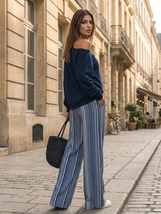 Flaminia — Completo due pezzi in felpa di cotone a righe