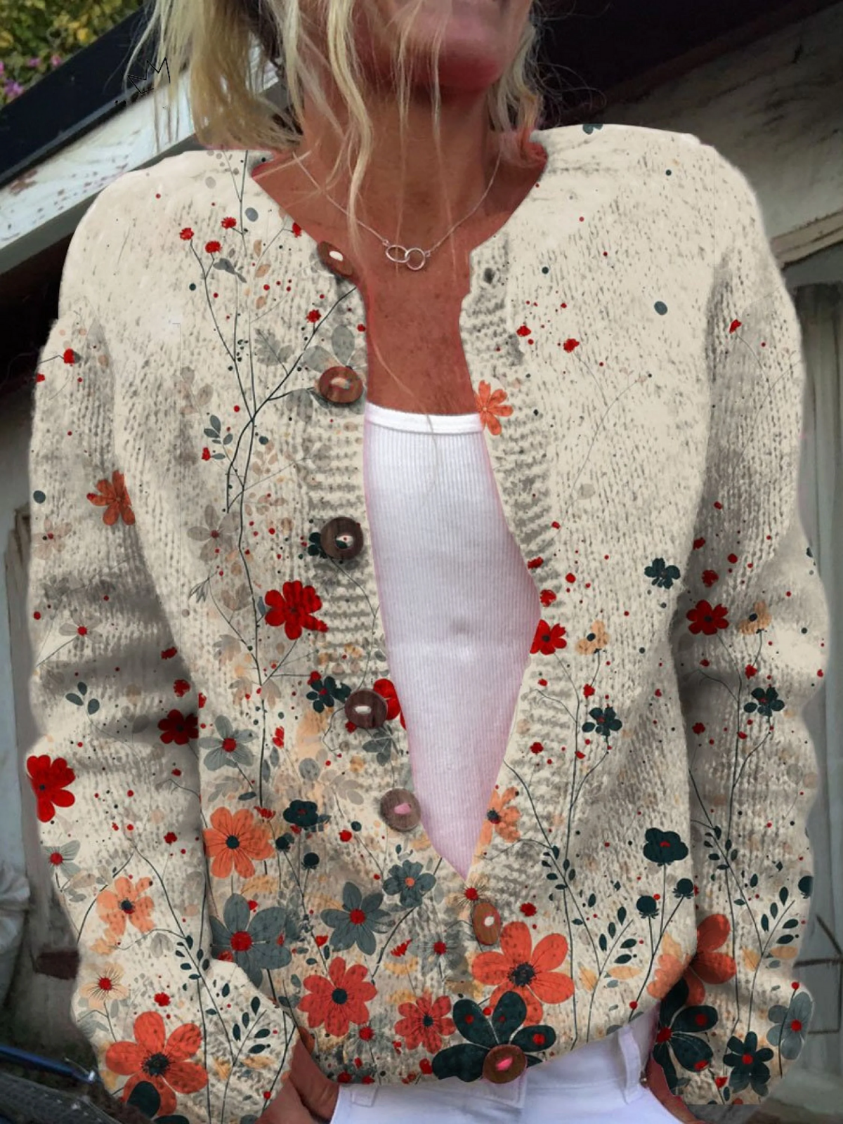 Sabrina — Cardigan in maglia a fiori