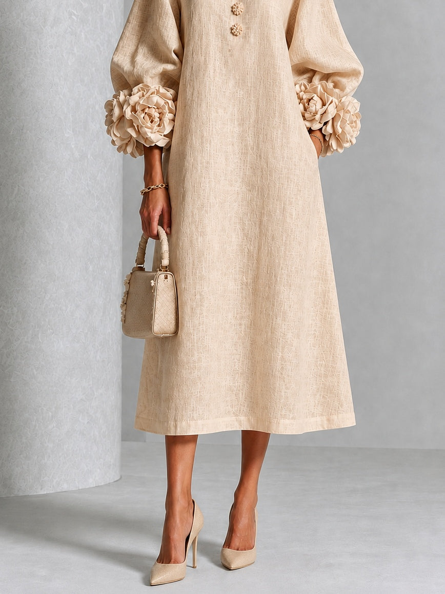 Corinna — Abito midi a fiori con polsini a fiore