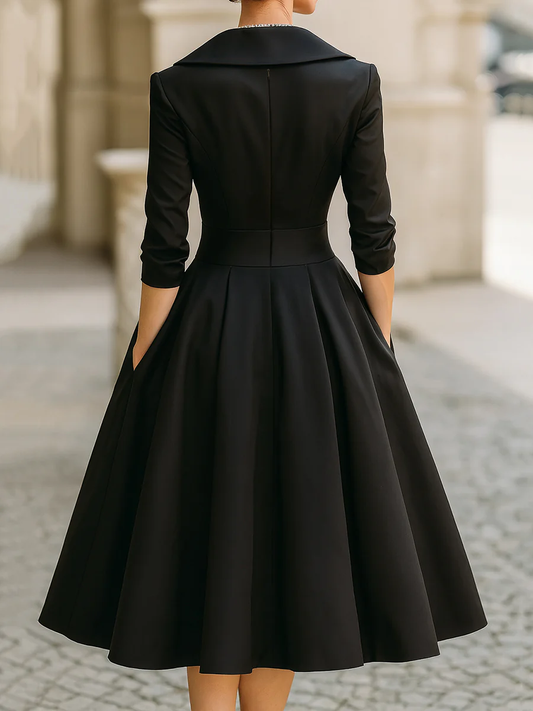 Monica — Abito midi in raso con scollo a V