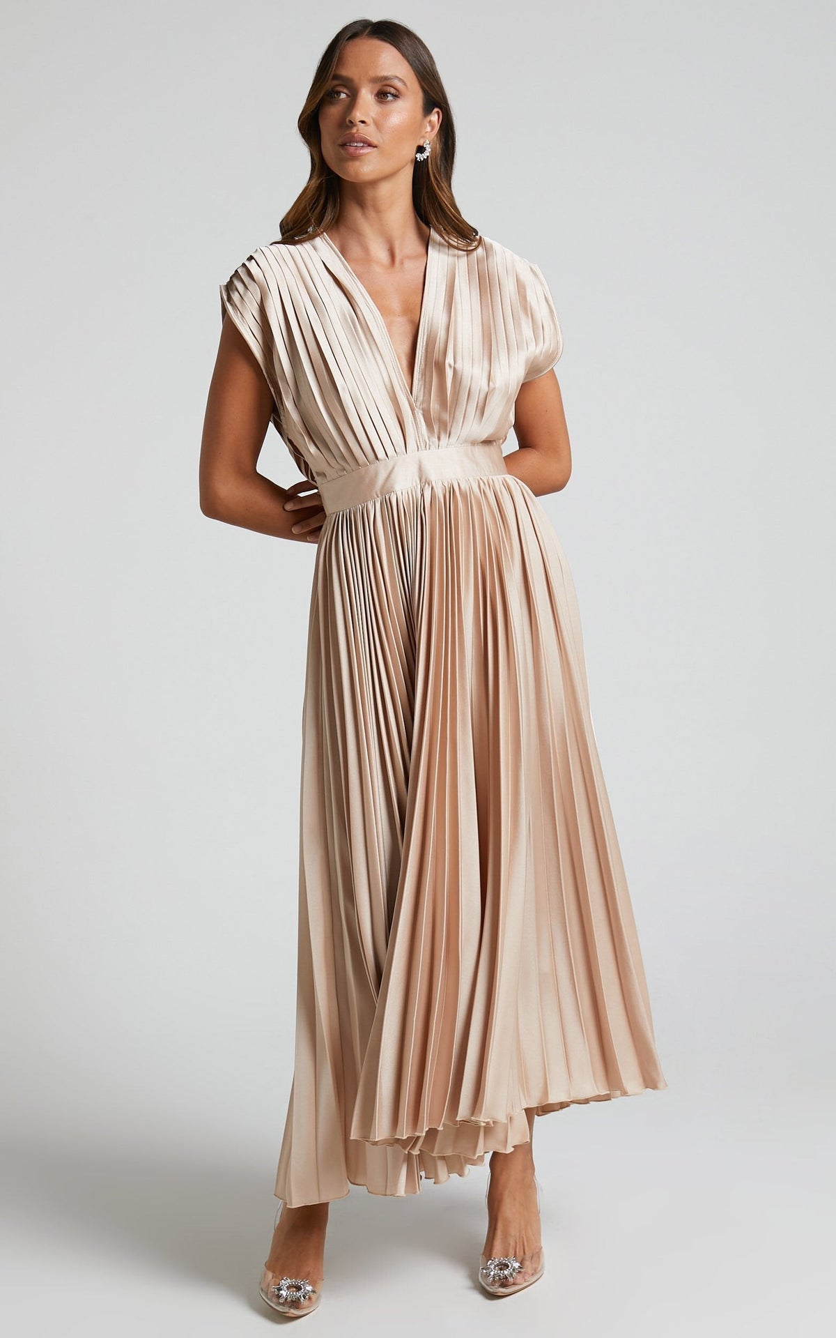 Edda — Abito midi in raso con scollo a V