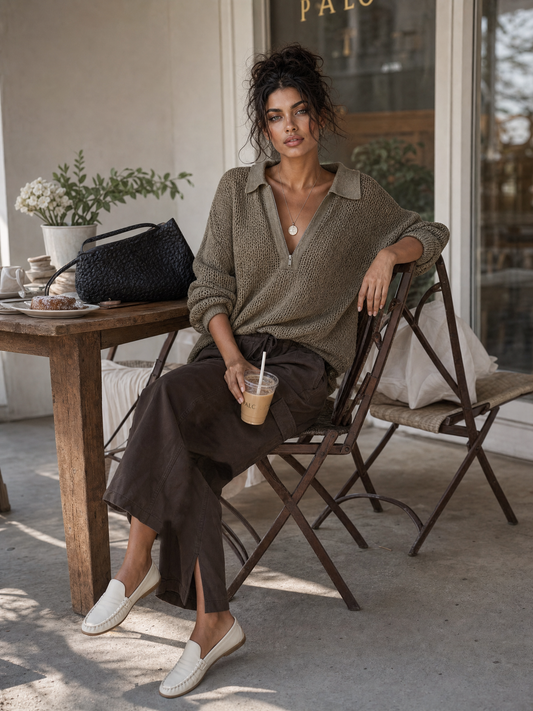 Nives — Maglione in maglia con mezza zip