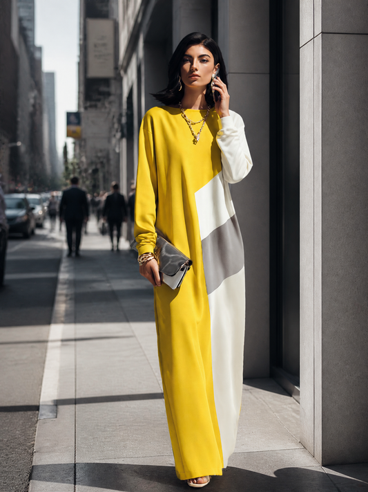 Ascensione — Abito lungo in cotone color block