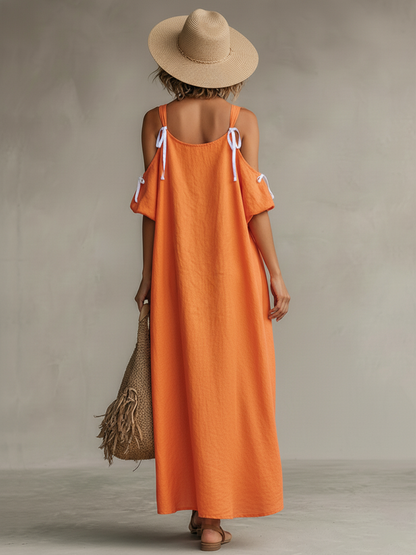 Giuseppa — Abito in lino con spalle scoperte
