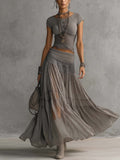 Federica — Completo con top in pizzo e gonna plissettata