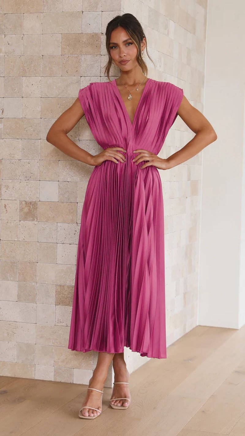 Edda — Abito midi in raso con scollo a V