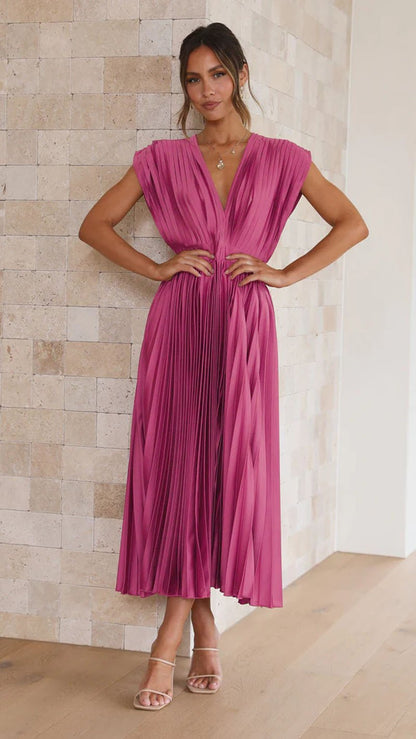 Edda — Abito midi in raso con scollo a V