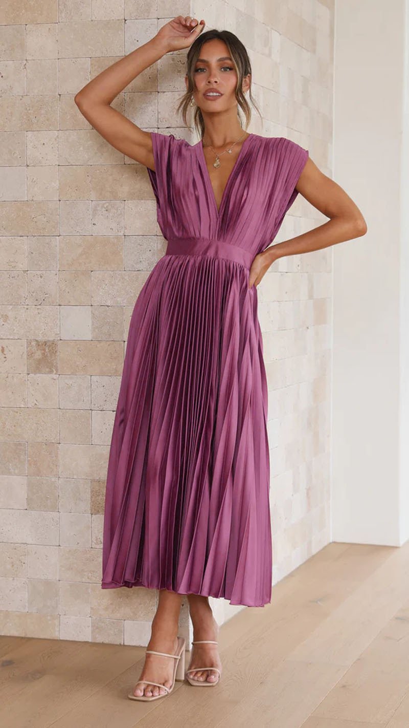 Edda — Abito midi in raso con scollo a V