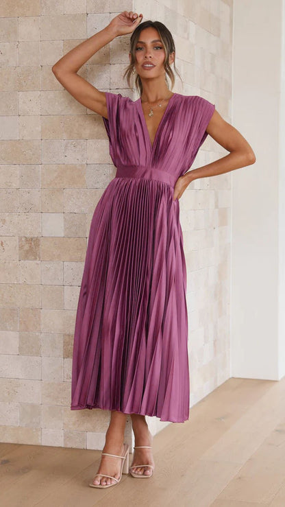 Edda — Abito midi in raso con scollo a V