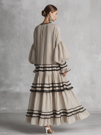 Deanna — Abito lungo in cotone a righe