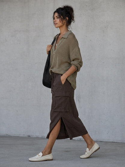 Nives — Maglione in maglia con mezza zip