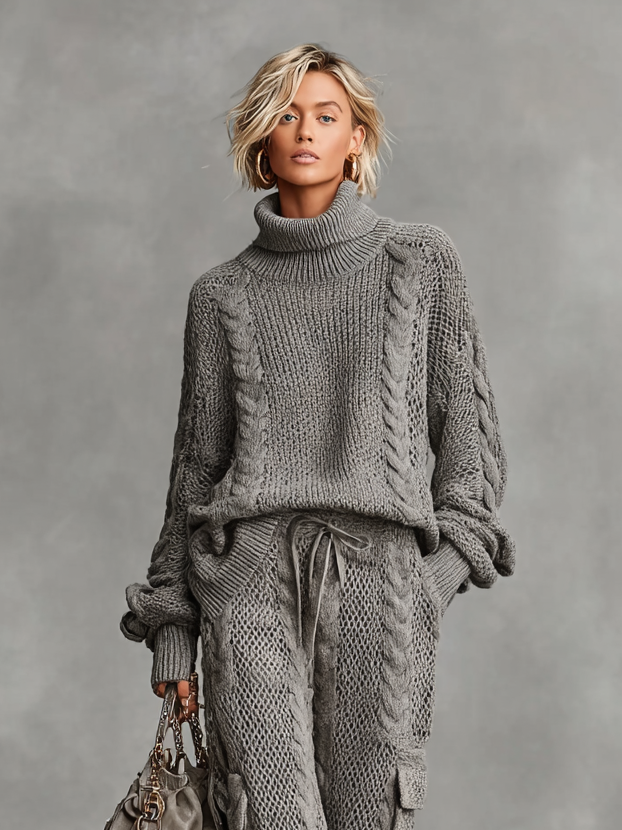 Aurelia — Completo due pezzi in maglia con pantaloni cargo