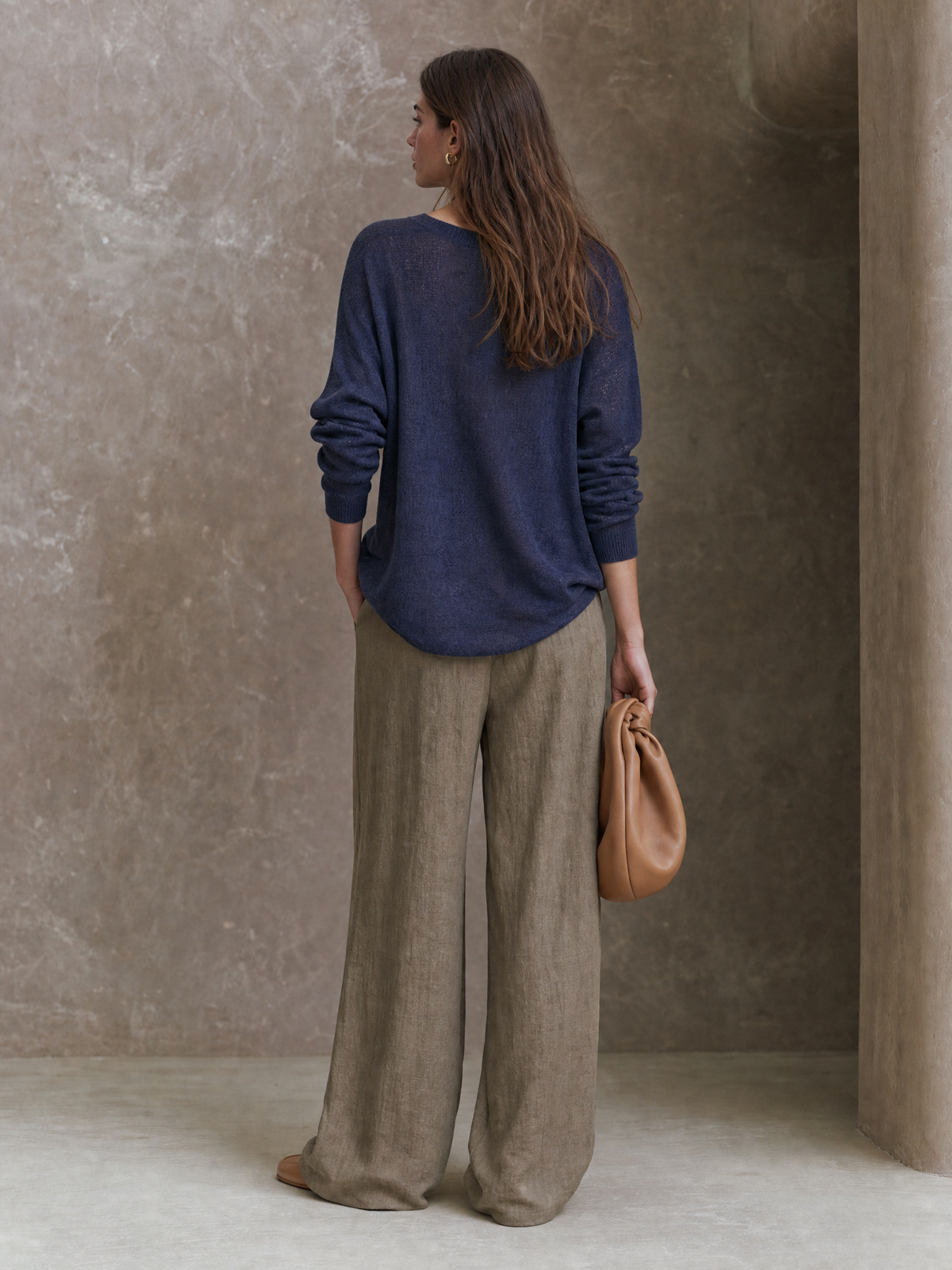 Lorena — Completo due pezzi in maglia con pantaloni a gamba larga