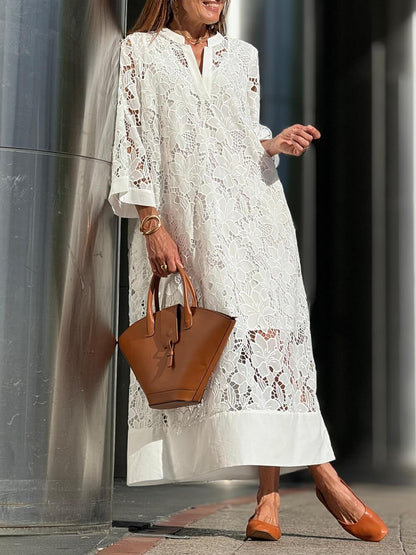 Piera — Abito midi a fiori con pizzo