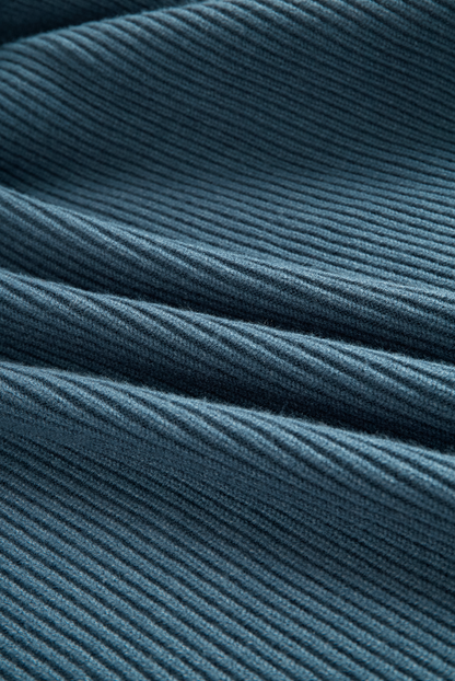 Adelaide — Abito lungo in maglia elasticizzata a manica lunga blu navy
