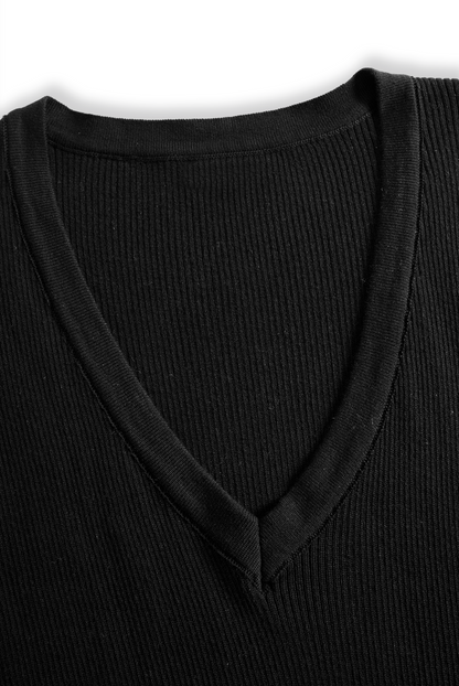 Dirce — Abito lungo in maglia elasticizzata con scollo a V
