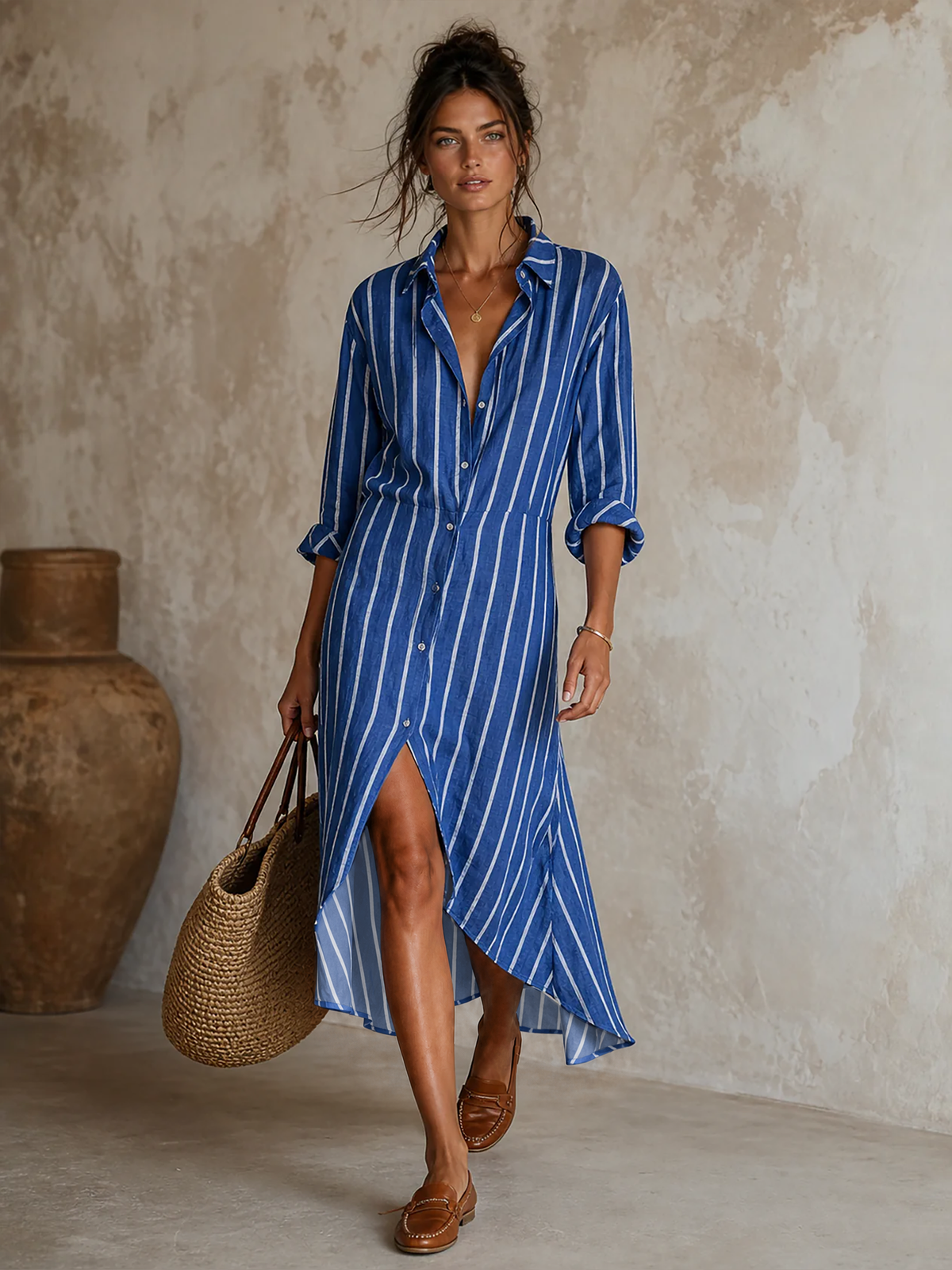 Irma — Abito midi in cotone a righe