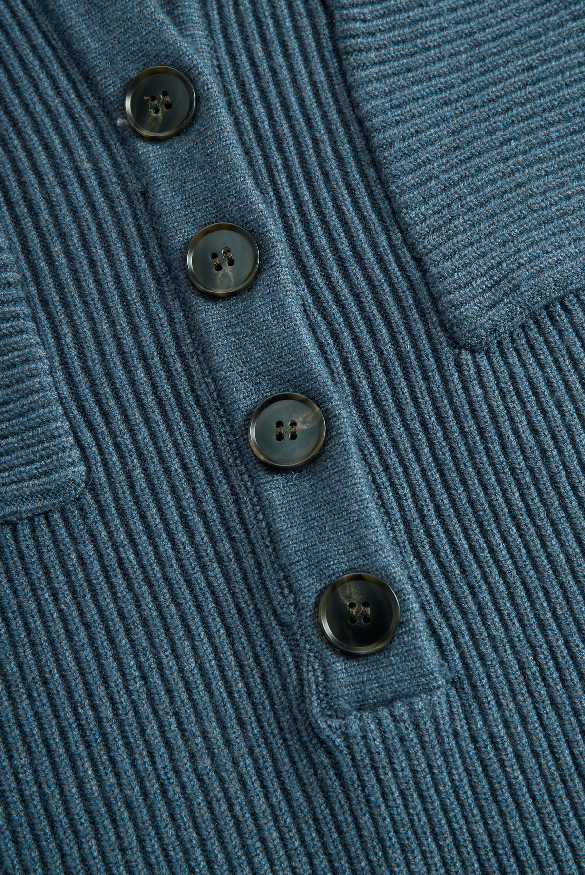 Adelaide — Abito lungo in maglia elasticizzata a manica lunga blu navy