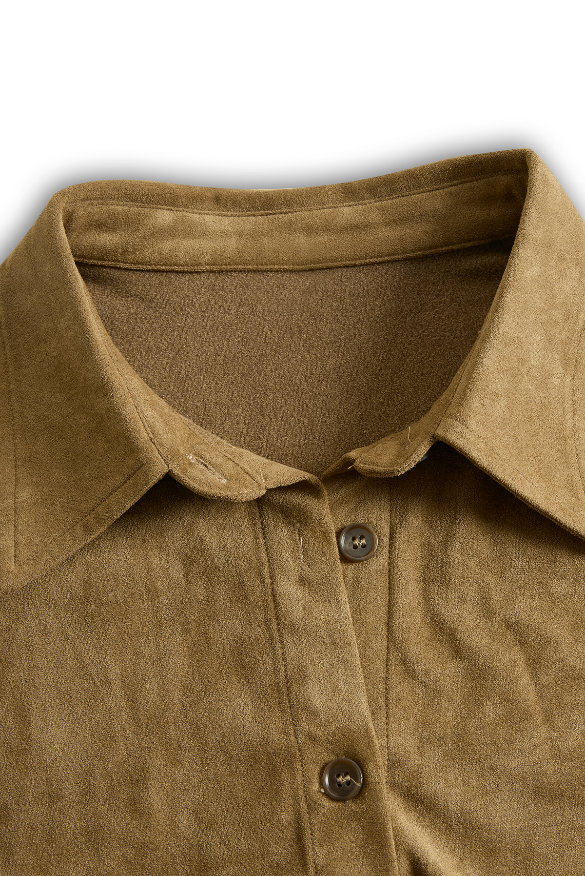 Editta — Abito midi in camoscio con collo a revers