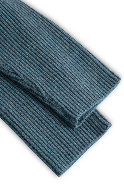 Adelaide — Abito lungo in maglia elasticizzata a manica lunga blu navy