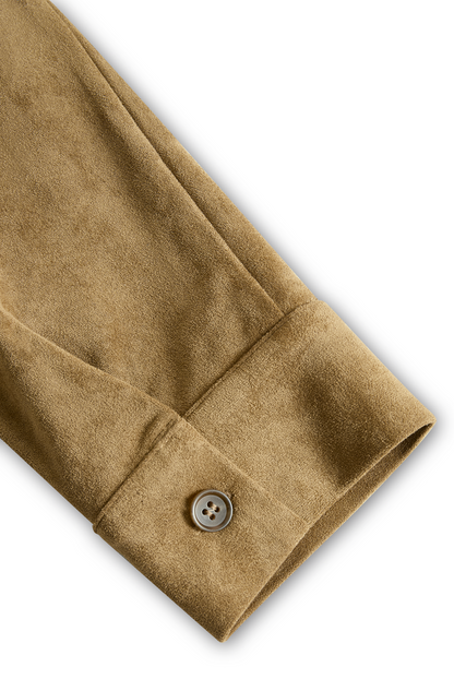 Editta — Abito midi in camoscio con collo a revers