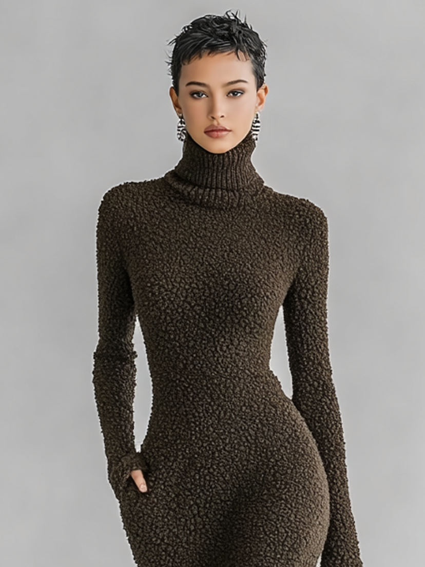 Floriana — Abito midi in maglia con collo alto