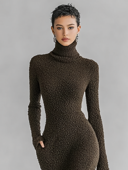Floriana — Abito midi in maglia con collo alto