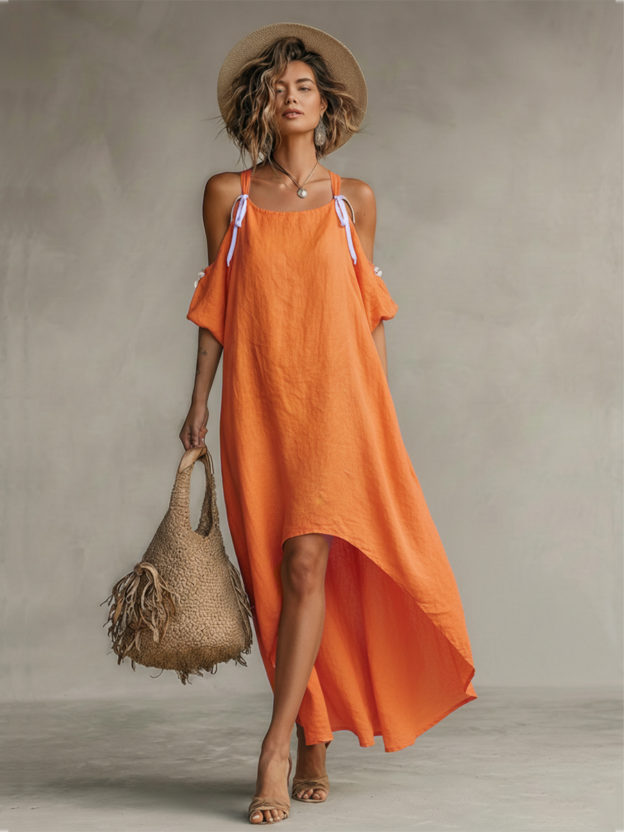 Giuseppa — Abito in lino con spalle scoperte