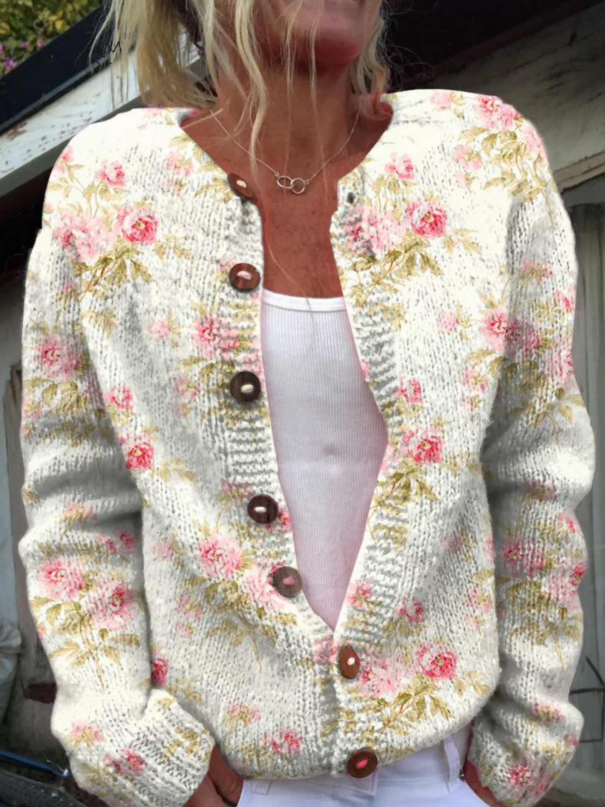 Kerensa — Cardigan in maglia a fiori