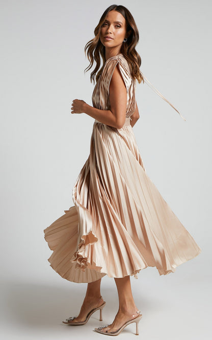 Edda — Abito midi in raso con scollo a V