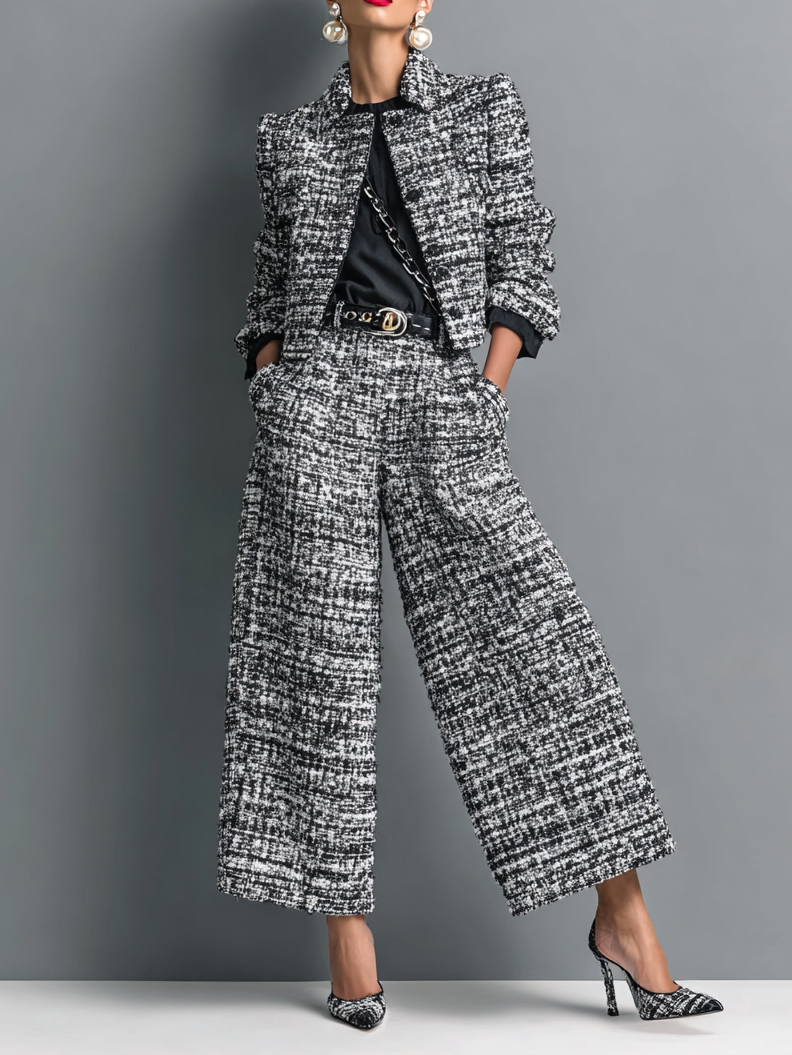 Ottavia — Completo in tweed con giacca corta e pantaloni