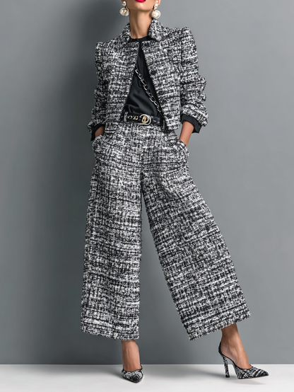Ottavia — Completo in tweed con giacca corta e pantaloni