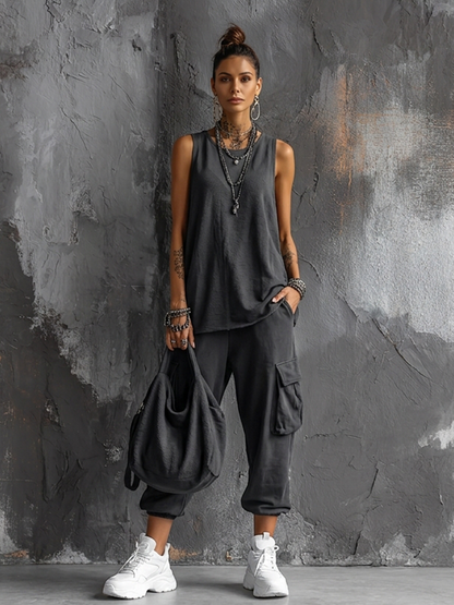 Allegra — Completo due pezzi in cotone con pantaloni jogger